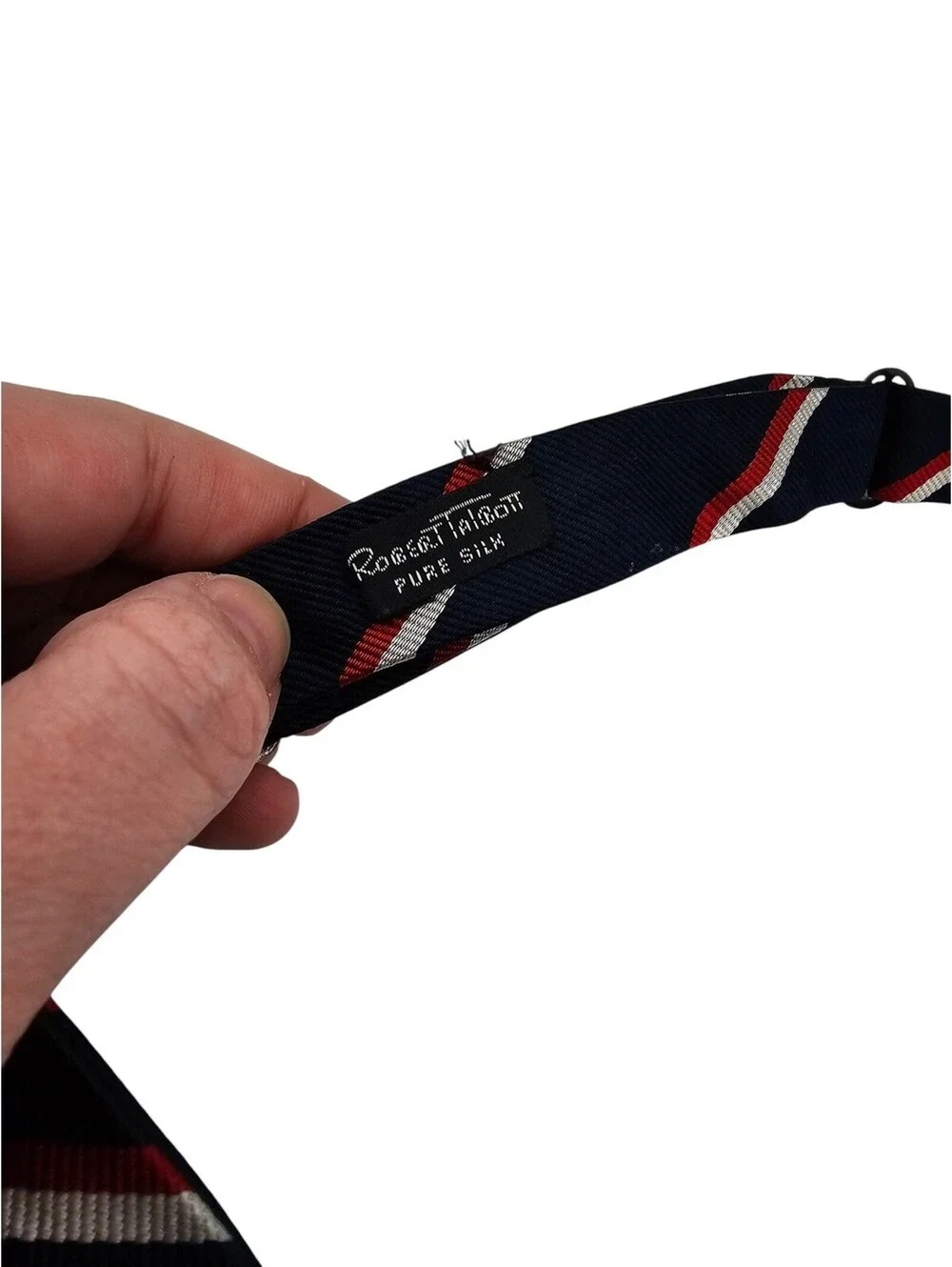 Robert Talbott Bow Tie Bowtie Silk Self Tie England Black Red Striped